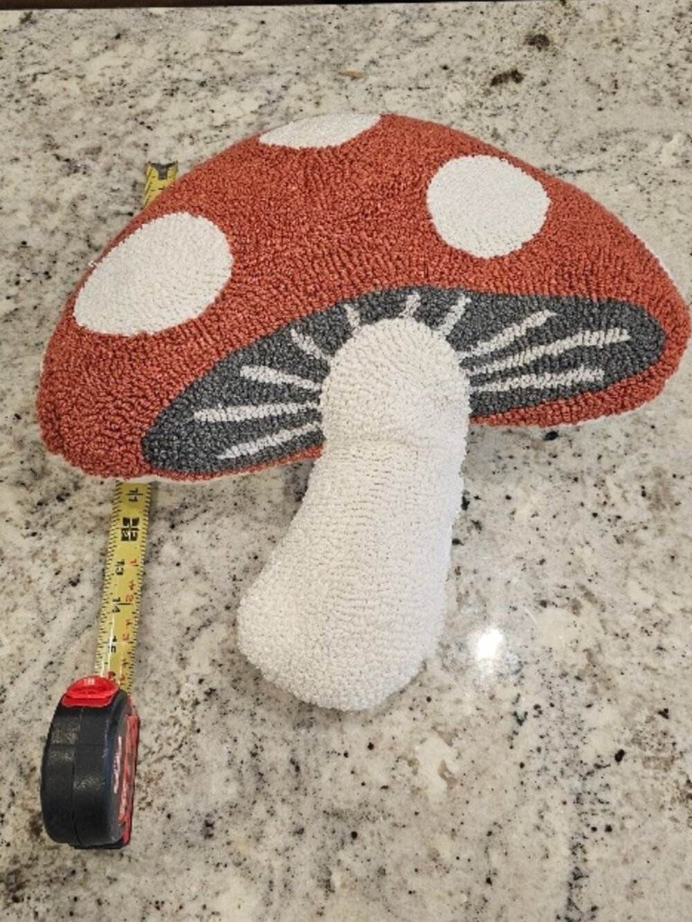 Knitted Mushroom Accent Decor Pillow, Fabric Looped, Not printed